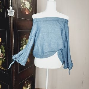 Free People Off the Shoulder Chambray Top